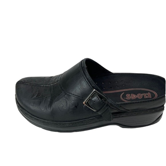 KLOGS Shoes - COPY - KLOGS Womens Austin Black Floral Embossed Tooled Slip on Mule Shoe Sz 11…
